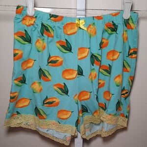 Love To Sleep Orange Print Sleep Shorts with Lace Trim